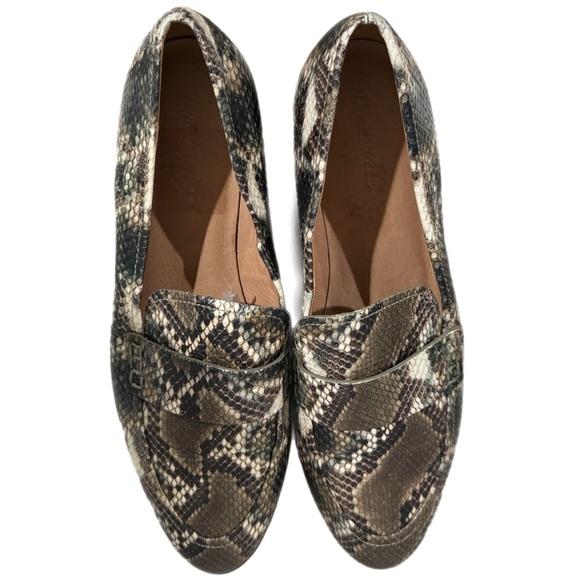 MADEWELL Genuine Leather Loafers Stamped Snake Preppy Lady Shoe Sz 10 MSRP $148 - Picture 8 of 13